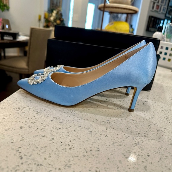 Nina Blue Heels with Crystal Embellishments - Picture 3 of 7
